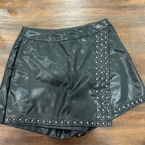 Black Leather Skort